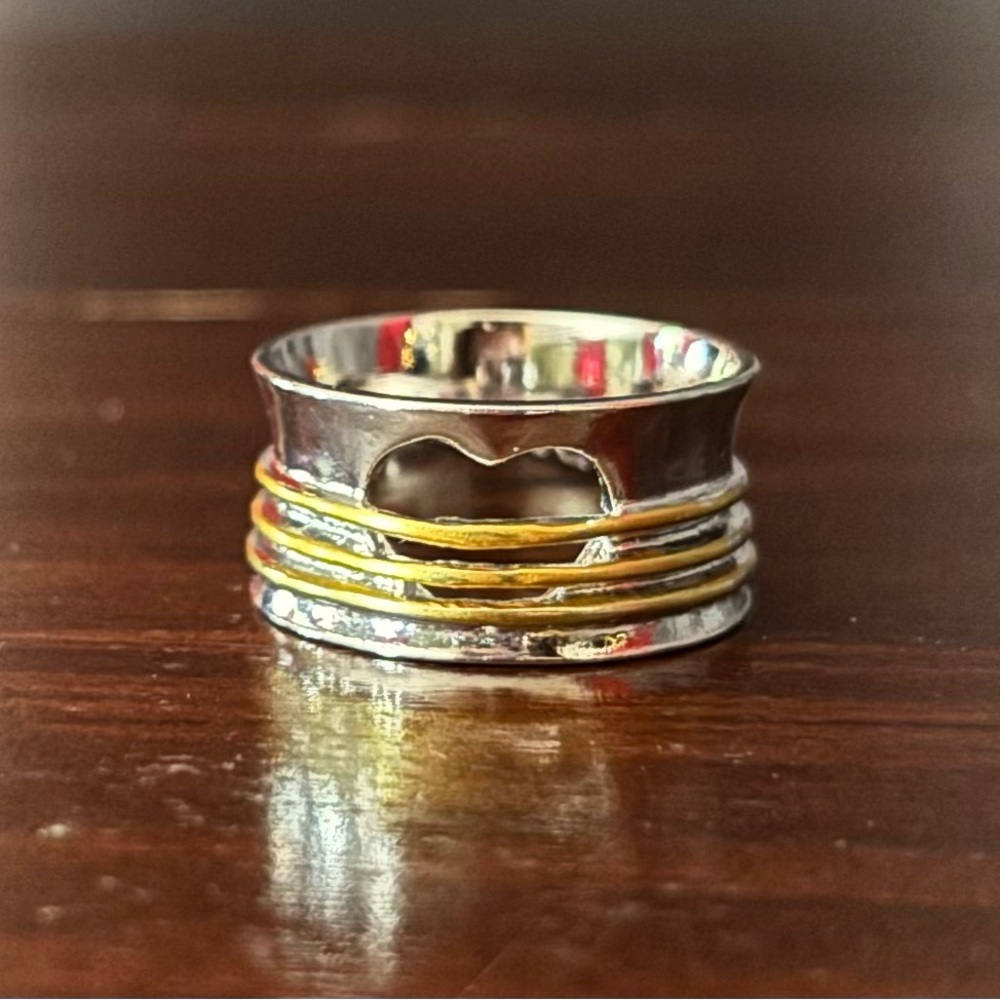 Silver and Gold Band Ring size 8